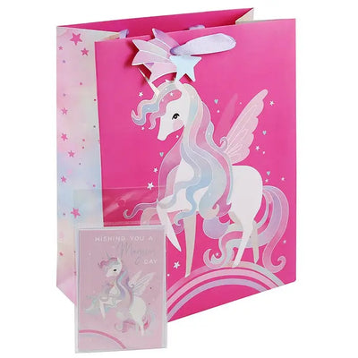 Pretty Unicorn Card & Gift Bag Set - Various Sizes