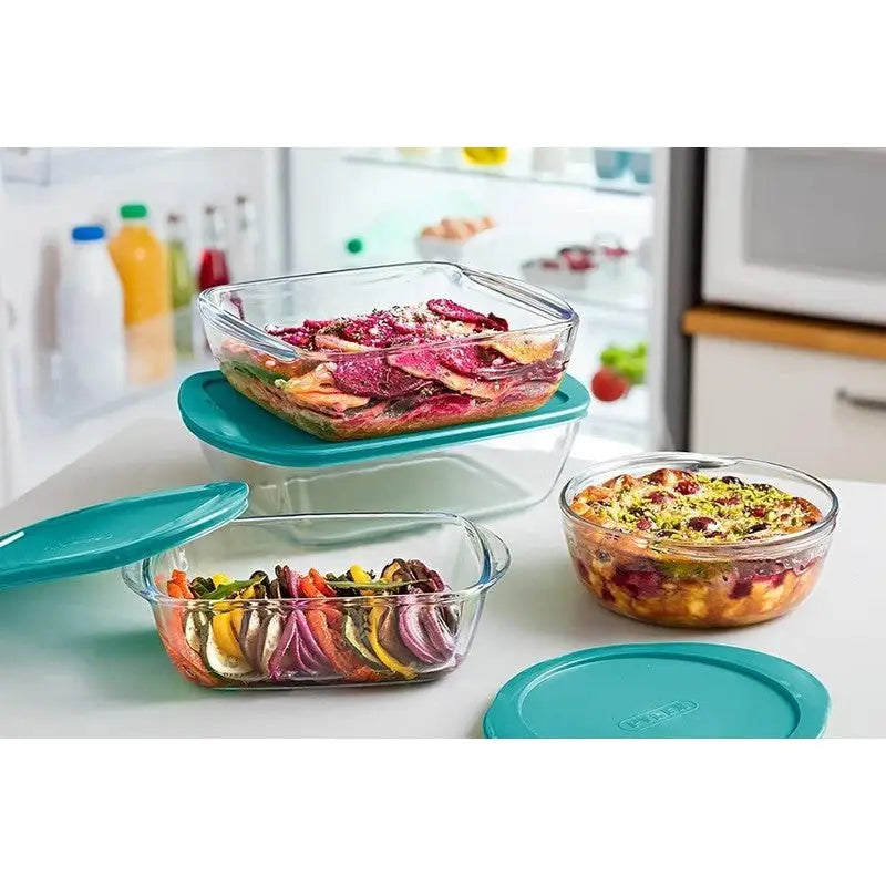 Pyrex Cook & Store 3pk Food Storage With Green Lid - 218P /