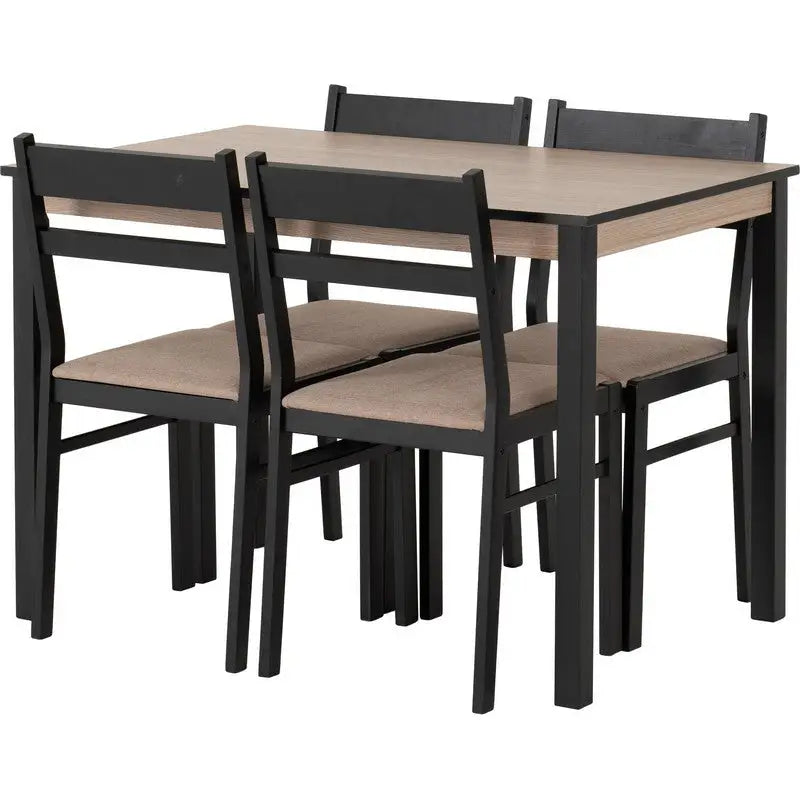 Radley Black / Oak Effect Kitchen Dining Table & Chairs - 5
