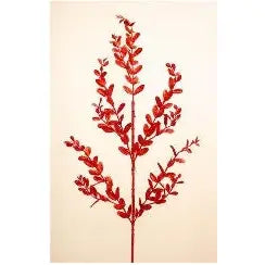 Red Sparkle Leaf Spray 85cm - Seasonal & Holiday Decorations