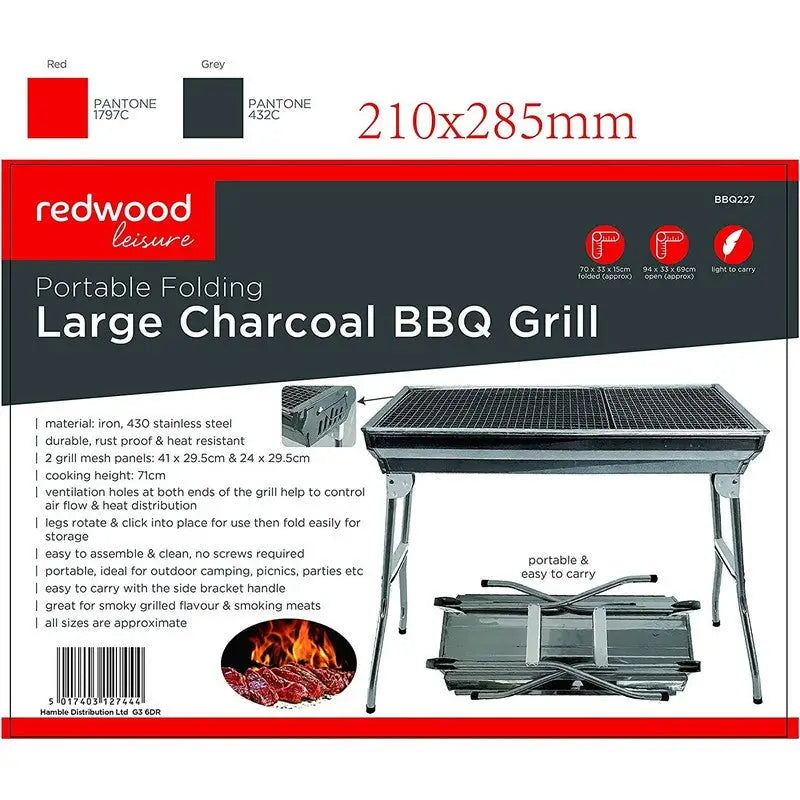 Redwood Leisure Portable Folding Charcoal BBQ Grill - 94 x