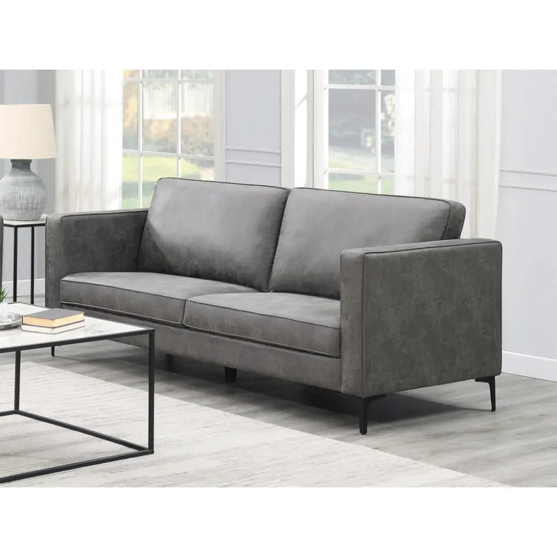 Rivine Soft Fabric Sofa Suite Range - Charcoal / 3 Seater -