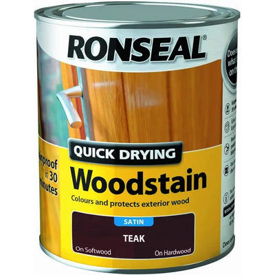 Ronseal Quick Drying Woodstain Satin Teak 750ml - Painting