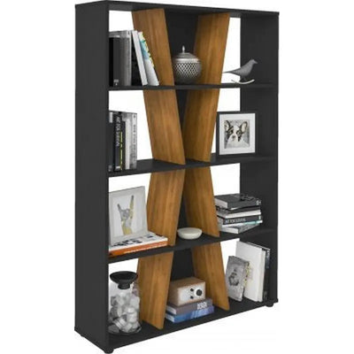 Seconique Naples Medium Bookcase - Black & Pine Effect -