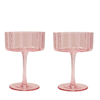 Set of 2 Hestia Bright Pink Scalloped Martini Glass