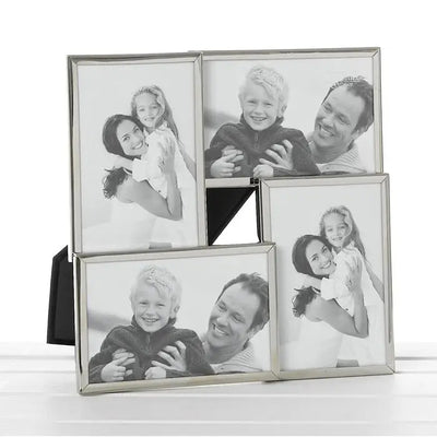 Shiny Silver Collage Frame 4 x 4x6 Pictures - Giftware
