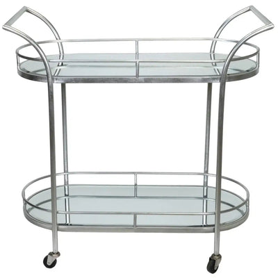 Silver Drinks Trolley With Mirror 88 X 43 X 78cm - Furniture