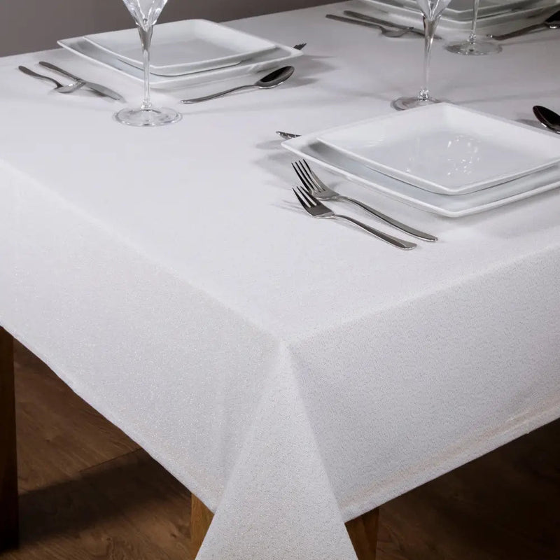 Silver Glittered Lurex Table Cloth 2x1.3m - Seasonal &