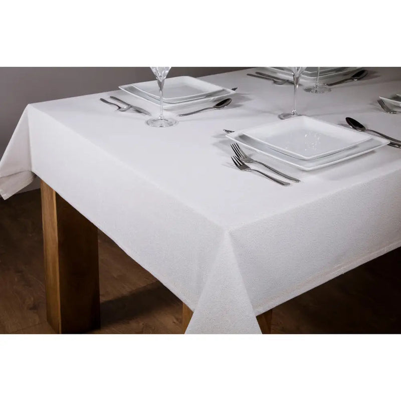 Silver Glittered Lurex Table Cloth 2x1.3m - Seasonal &