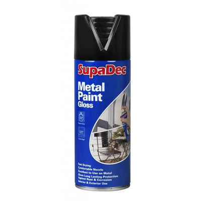 SupaDec Metal Spray Paint 400ml Gloss Black - Spray Paint