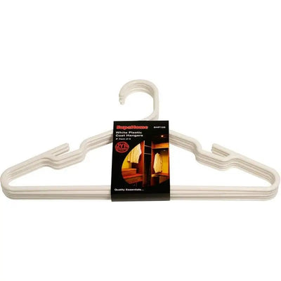 SupaHome White Plastic Coat Hangers - 5 Pack - Coat Hanger