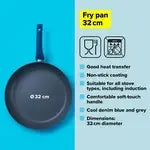 Tasty Non Stick Induction Frying Pan With Denim Blue Handle