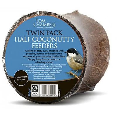 Tom Chambers Coconutty Halves Bird Feeder Food - Twin Pack -