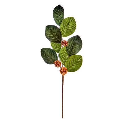 Two Tone Green Magnolia Leaf Spray 80cm - Seasonal & Holiday