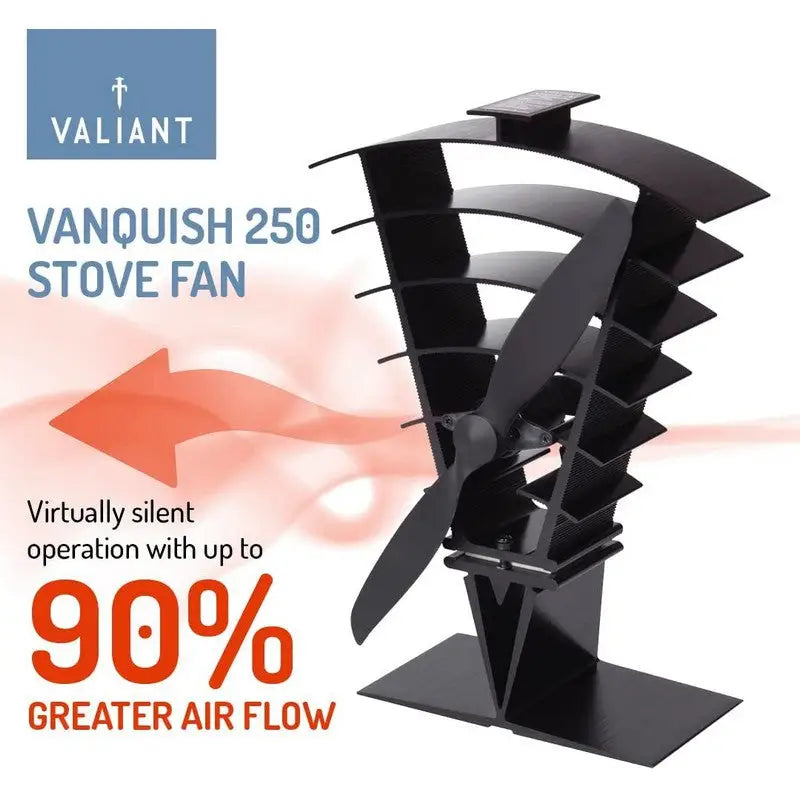 Valiant Premium Heat Powered Log Burner & Stove Fan - Black