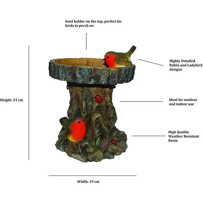 Vivid Arts Robin Tree Trunk Bird Bath Decorative