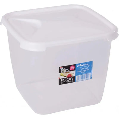 Wham Square Clear Food Storage Box Ice White Lid 3.9L