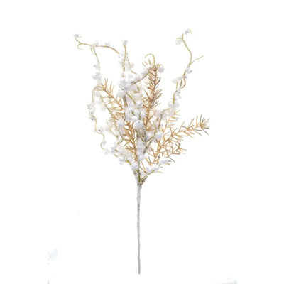 White Natural Pine Berry Stem 30cm - Seasonal & Holiday