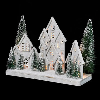 White Snowy Village Scene LED (L:65 x W:20 x H:50cm) -
