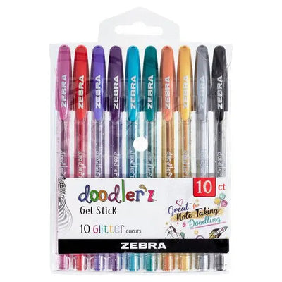 Zebra Doodler Gel Stick Glitter 10 Pack - Pen