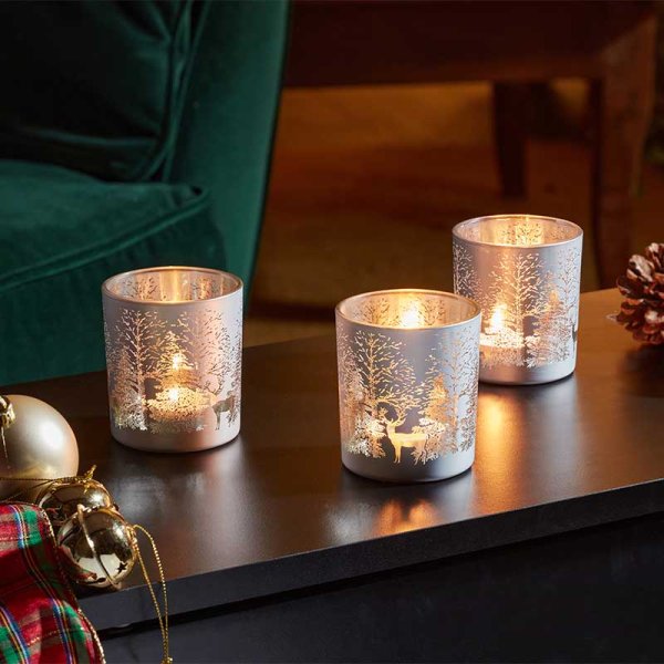 Three Kings Wonderland T-Light Holders 3pk - Various Colours Available