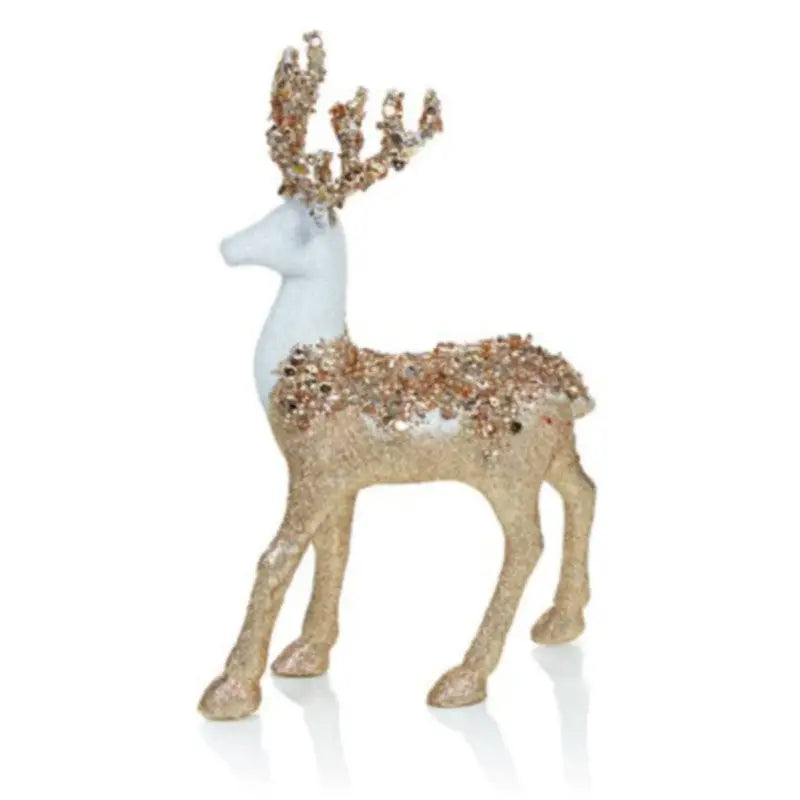 30x20cm Gold Two Tone Beaded Reindeer - Seasonal >>