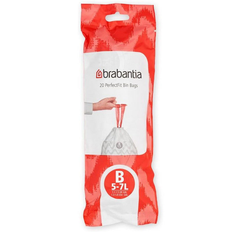 Brabantia Perfectfit Waste Bin Bags [20 Bag Roll] - 5 Litre - Code B