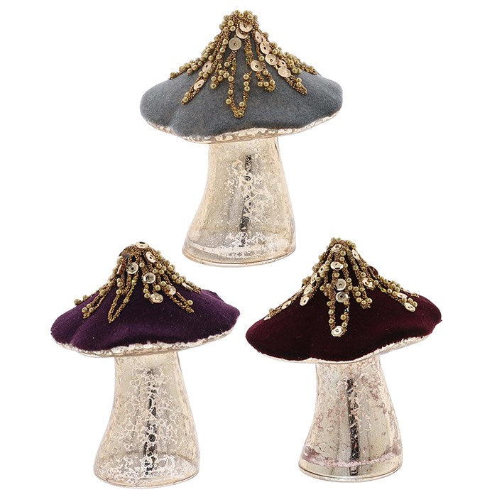 Christmas Woods Standing Mushroom Gold- 3 Asst. 1 Sent
