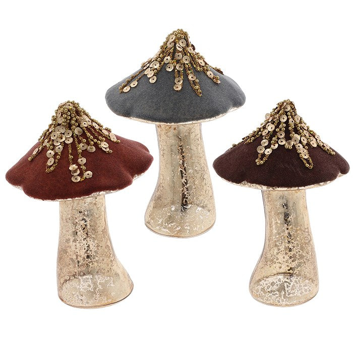 Christmas Woods Standing Mushroom Gold- 3 Asst. 1 Sent