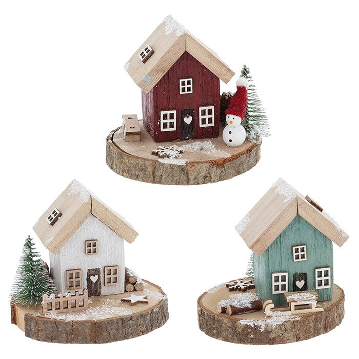 Folk Art Christmas Cottage - 3 Assorted 1 Sent