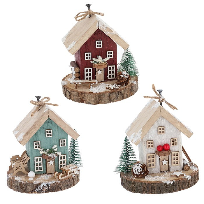 Folk Art Christmas Cottage - 3 Assorted 1 Sent