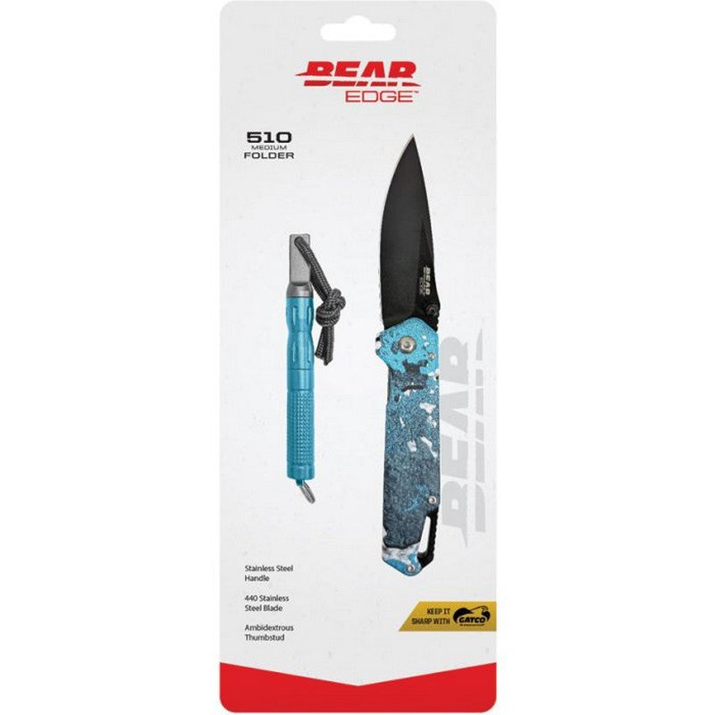 Bear & Son Edge Framelock Combo Rift Pen Knife - Blue