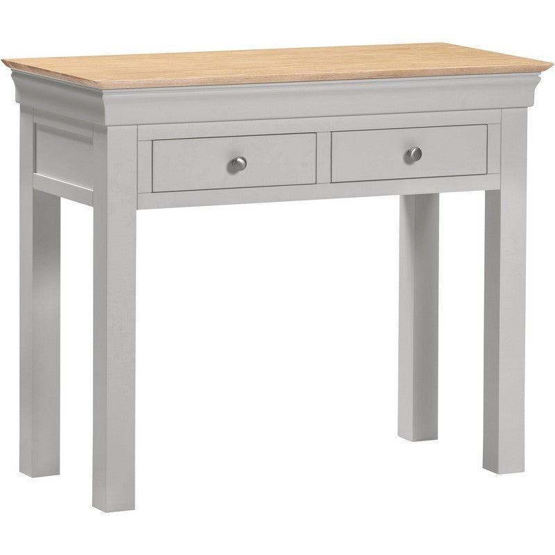 Bordeaux Console Table With 2 Drawers - Pebble Grey With Oak Top