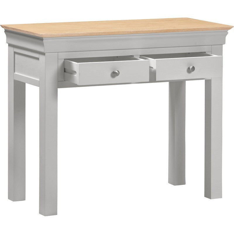 Bordeaux Console Table With 2 Drawers - Pebble Grey With Oak Top