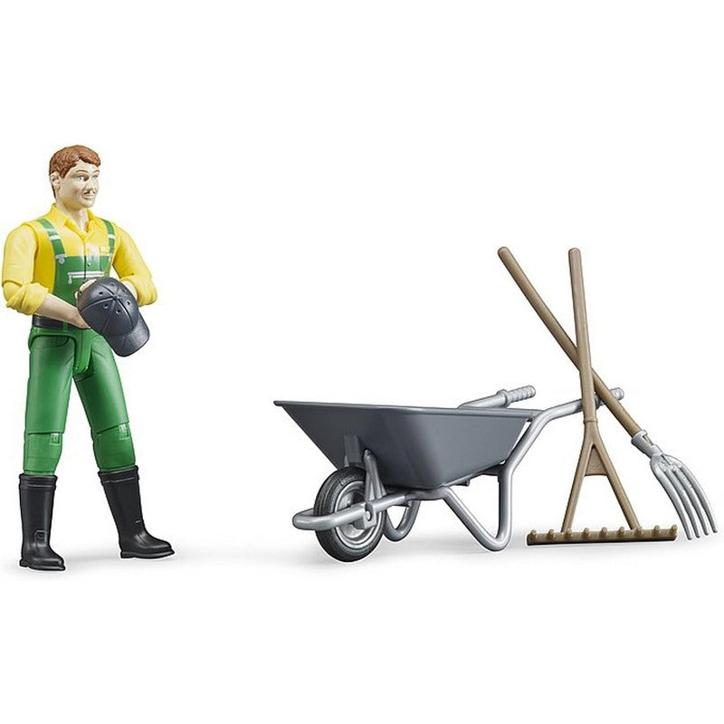 Bruder Bworld Farmer With Accessories Childrens Play Set