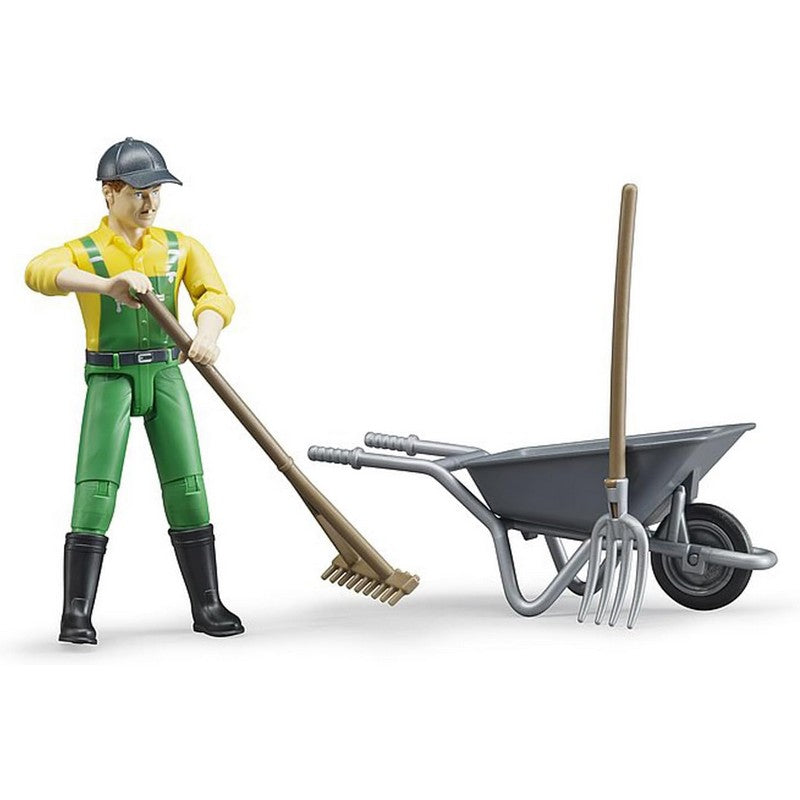 Bruder Bworld Farmer With Accessories Childrens Play Set