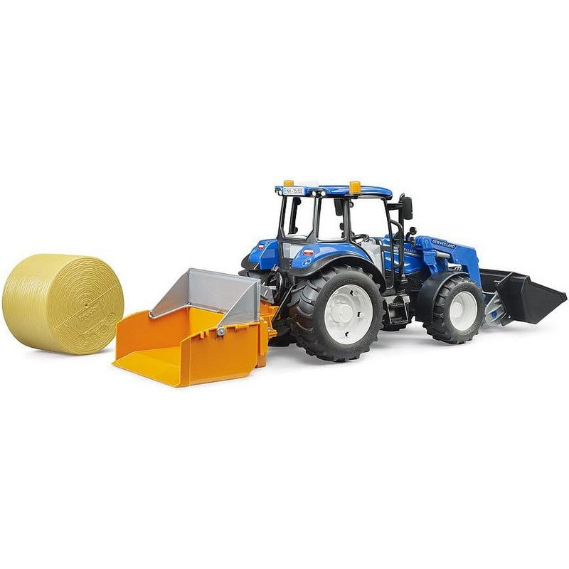 Bruder New Holland T5.120 With Frontloader & Bale Attachment