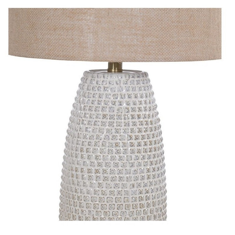 Ceramic Table Lamp With Burlap Shade 35 X 71cm