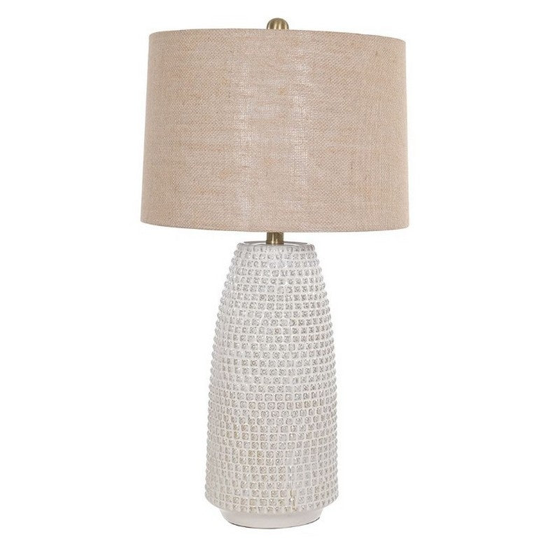 Ceramic Table Lamp With Burlap Shade 35 X 71cm