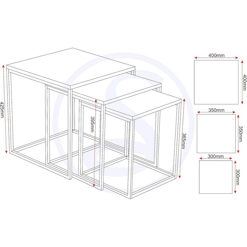 Charisma Nest Of Tables - Gloss With Chrome Legs - 3 Piece Set