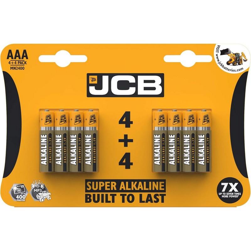 JCB AAA Super Alkaline Battery - Pack of 4+4