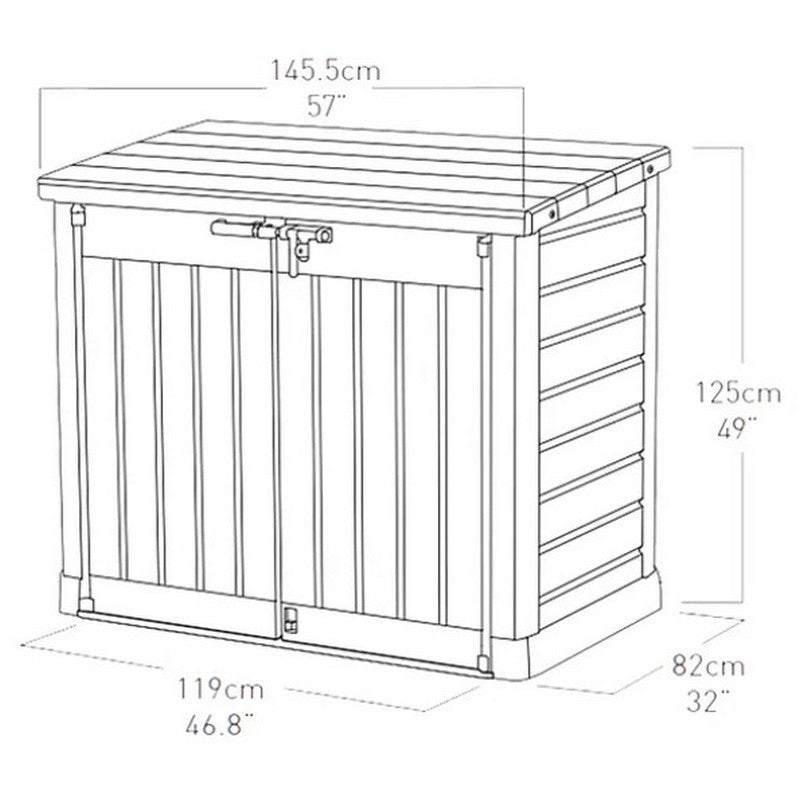 Keter Store It Out Max Outdoor Storage  Shed - 1481 x 880 x 238mm - Grey / Black
