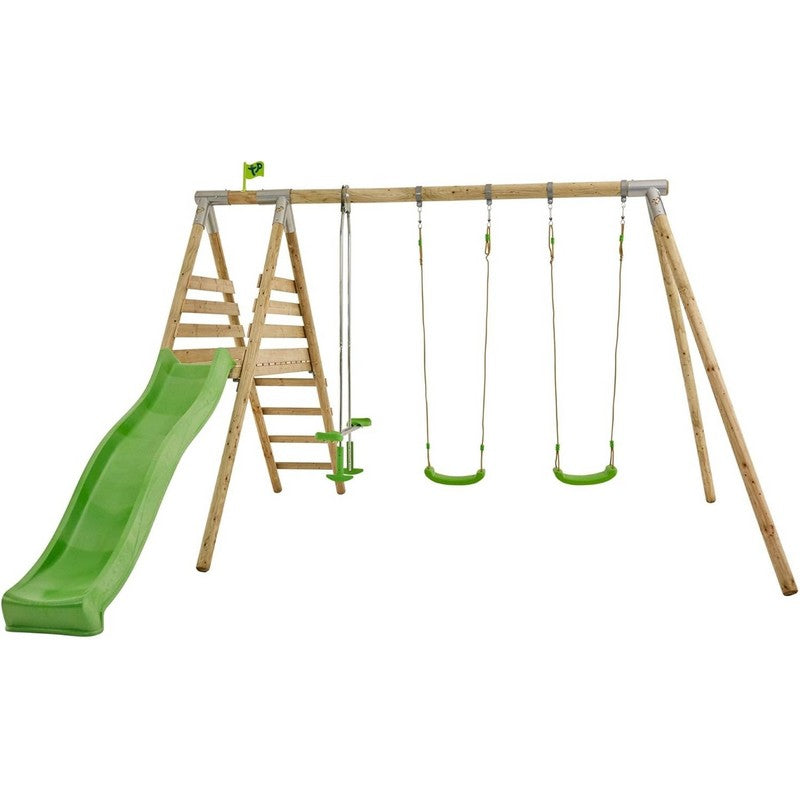 Knightswood Multi Play Swing Set - Inc Glider, 2 x Swings and 6ft Slide - L:368cm x W:388cm x H:242cm