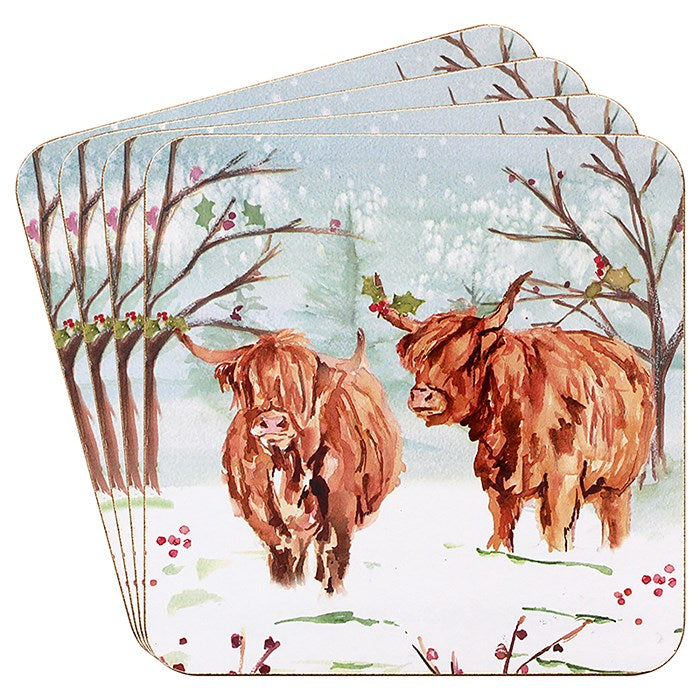 Highland Cow Jennifer Rose Christmas - Placemats and Coasters Available