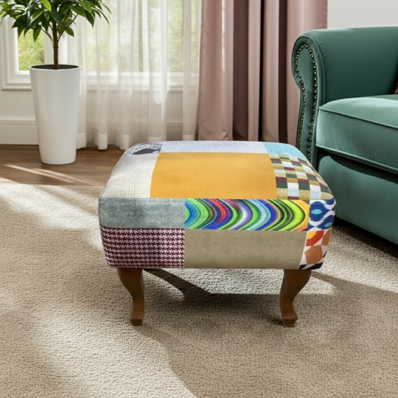 Clio Arm Chair - Patchwork Multi Colour / Grey / Blue Fireside Armchair