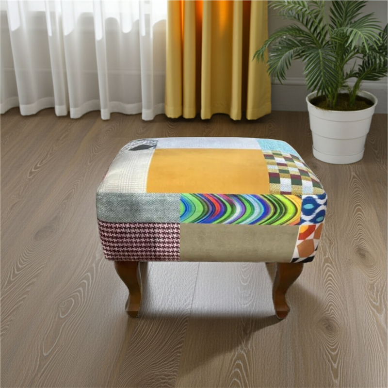 Clio Arm Chair - Patchwork Multi Colour / Grey / Blue Fireside Armchair