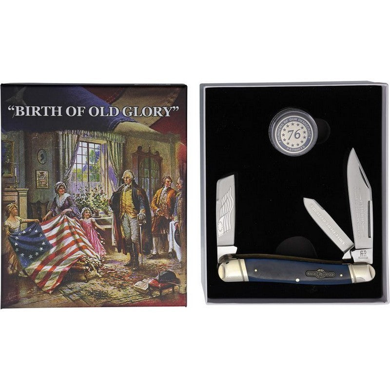 Rough Ryder Patriot Series Stockman Double / Triple Blade Pen Knife - Dark Blue