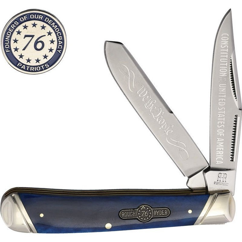 Rough Ryder Patriot Series Stockman Double / Triple Blade Pen Knife - Dark Blue
