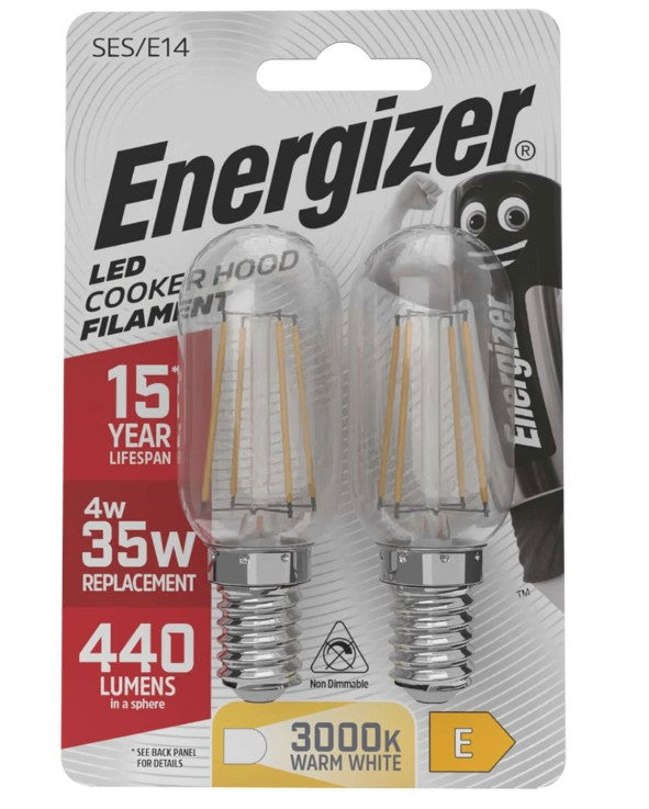 Energizer S13564 LED Filament Cookerhood E14 (SES) 440lm 4W 3,000K (Warm White), Blister of 2