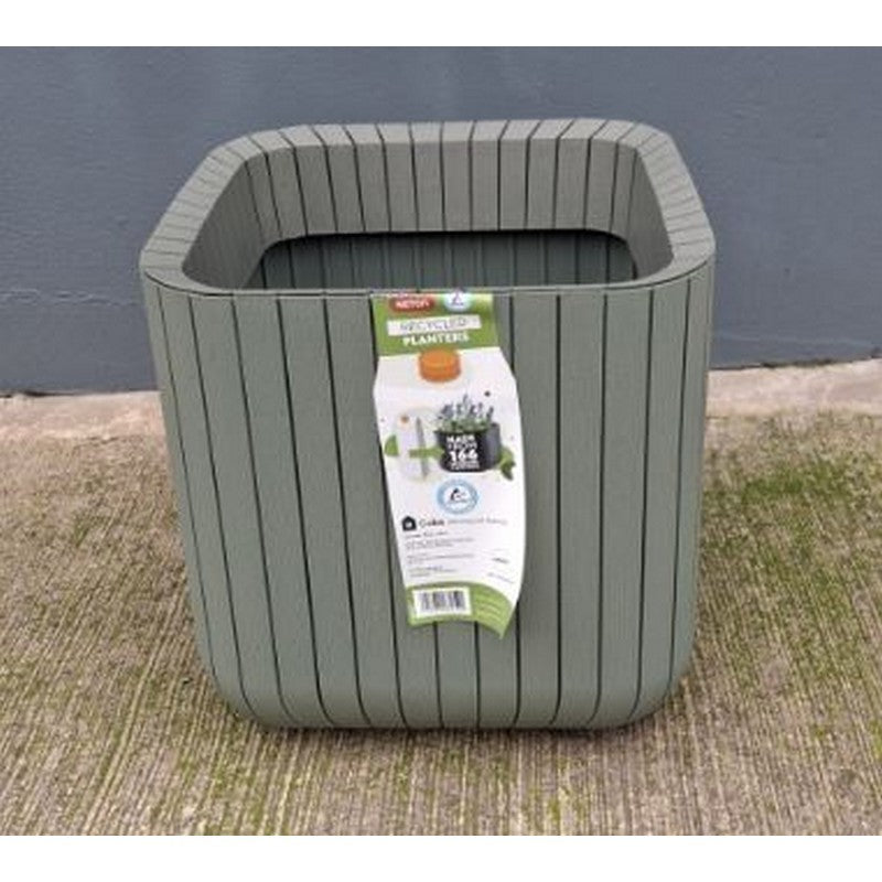 Stewart Garden Medium Cube PolyAI Planter 40cm - Green